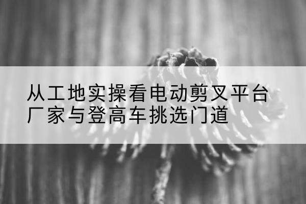 静海区电动剪叉升降平台厂家-从工地实操看电动剪叉平台厂家与登高车挑选门道